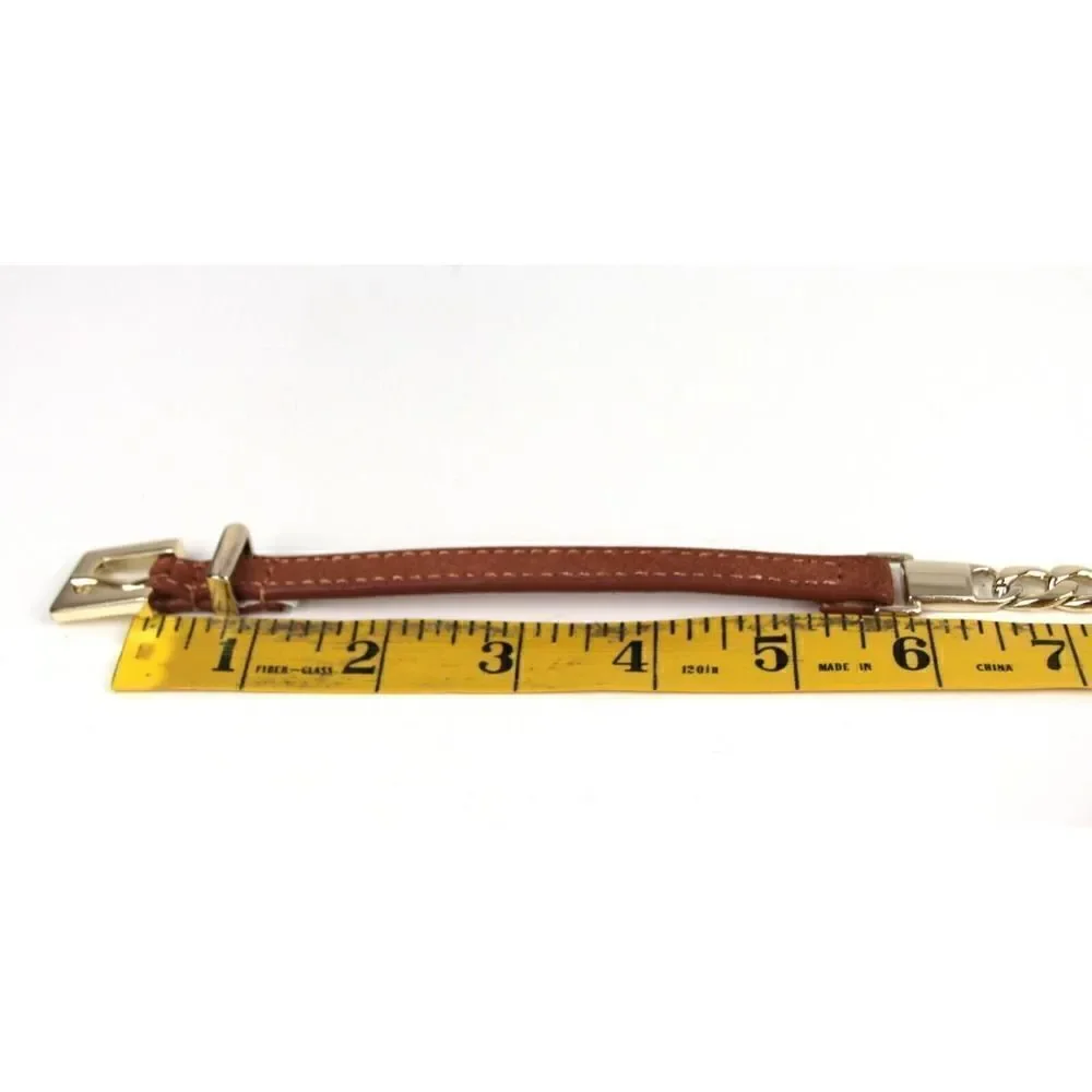 SKINNY BROWN LEATHER SILVER CHAIN 3/8
